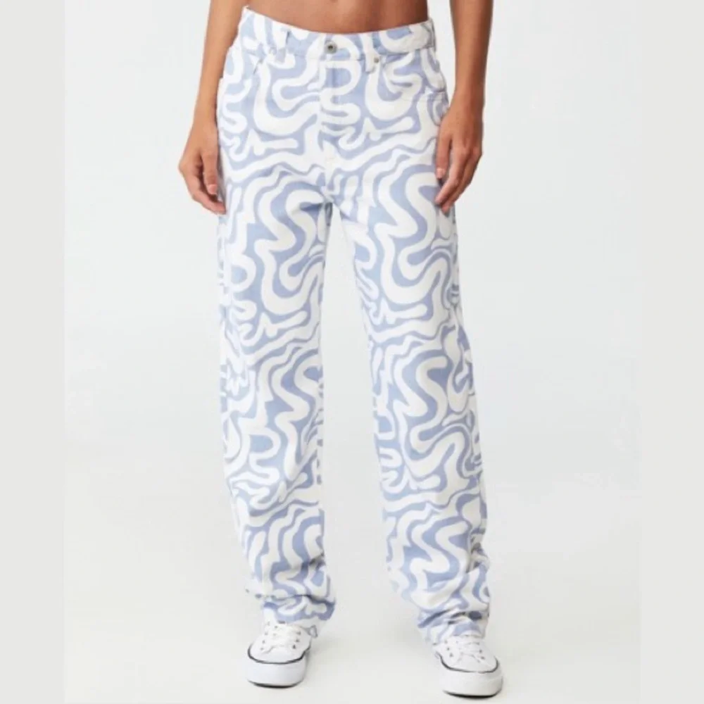 Cotton On Size 8 Long Straight Jeans In Blue Swirl - Picture 1 of 15